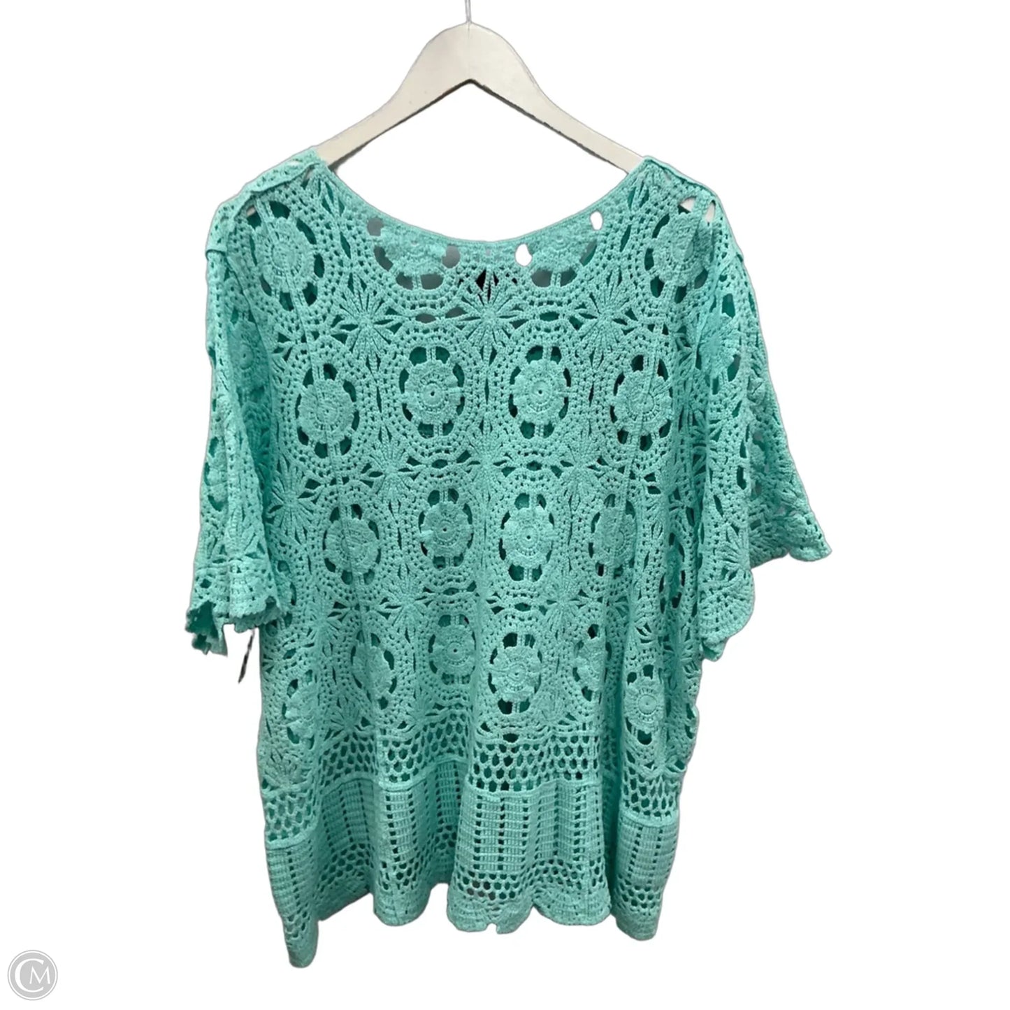 Sweater Short Sleeve By Roamans In Aqua, Size: 2x