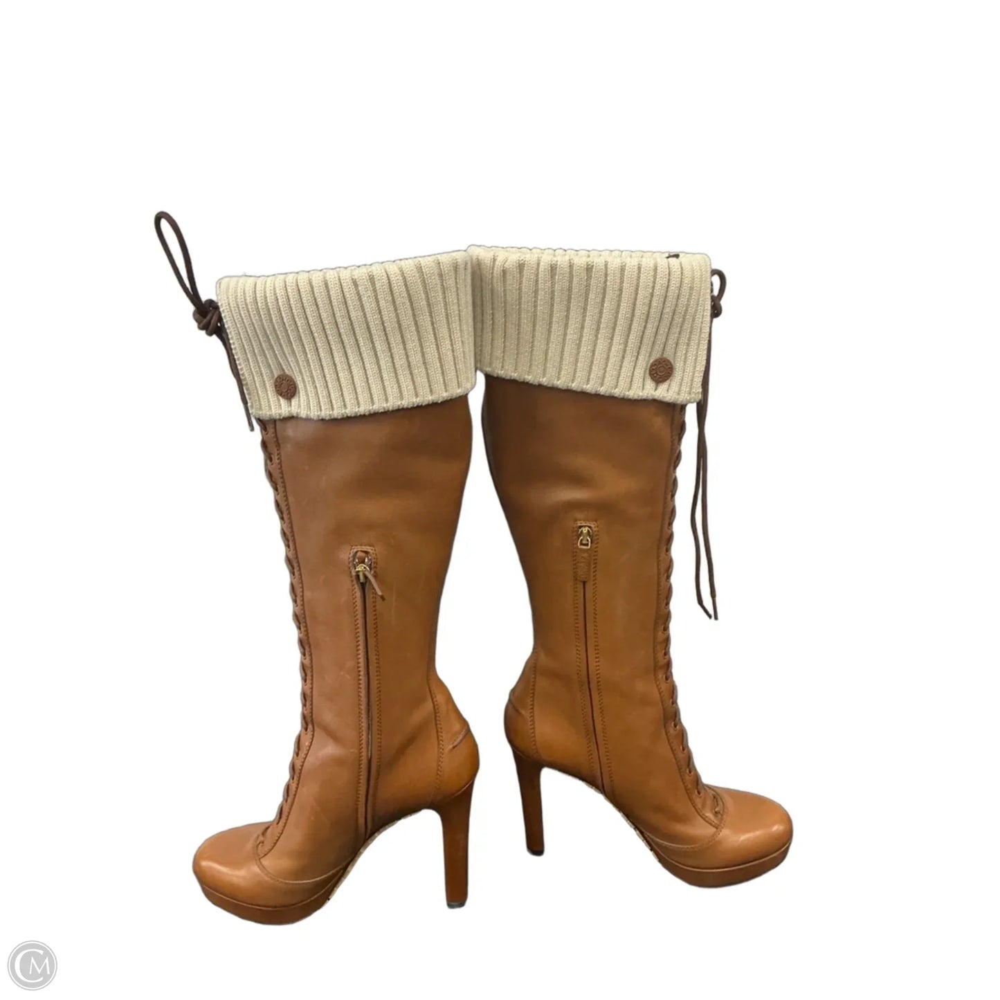 Boots Luxury Designer By Gucci In Brown, Size: 10