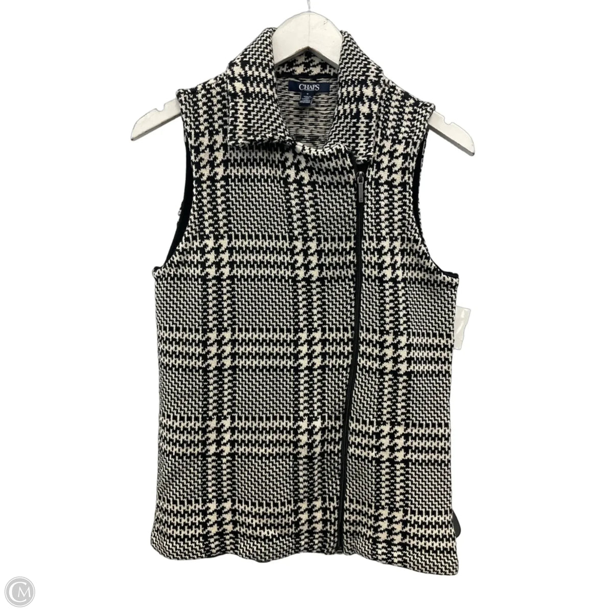 Vest Sweater By Chaps In Black & White, Size: M