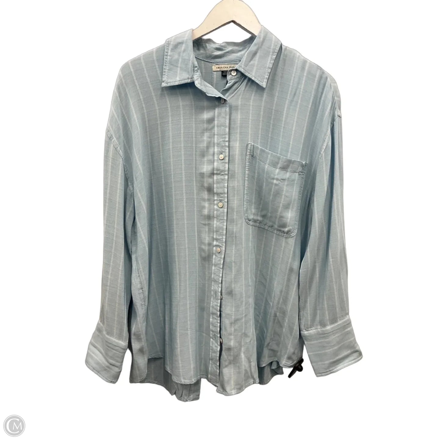 Top Long Sleeve By American Eagle In Blue & White, Size: S