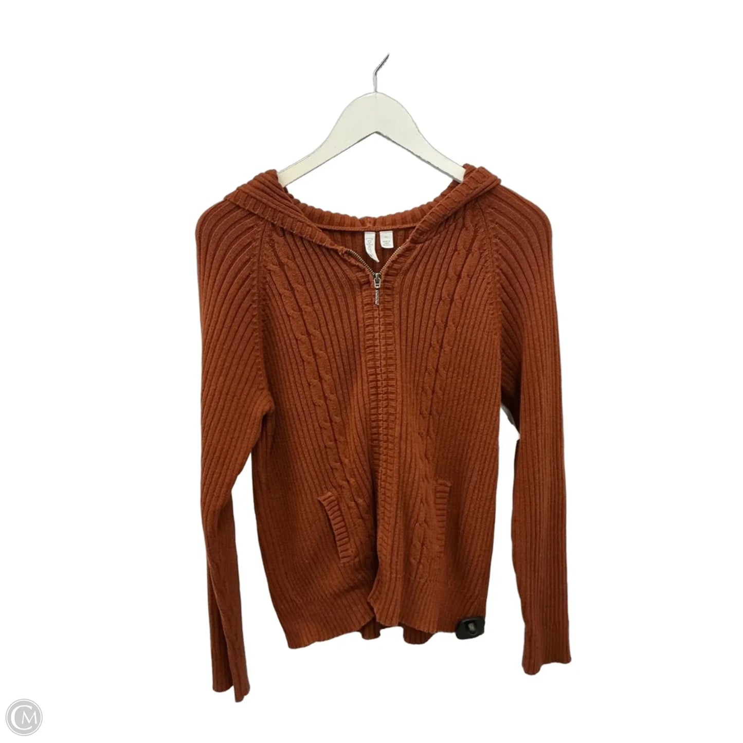 Sweater Cardigan By Relativity In Orange, Size: Xl
