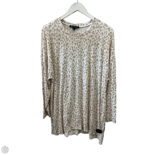 Top Long Sleeve By Inc In Tan & White, Size: 2x
