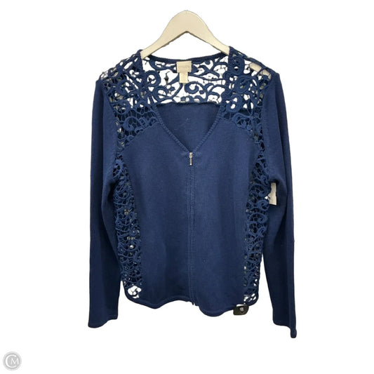 Sweater Cardigan By Chicos In Blue, Size: L