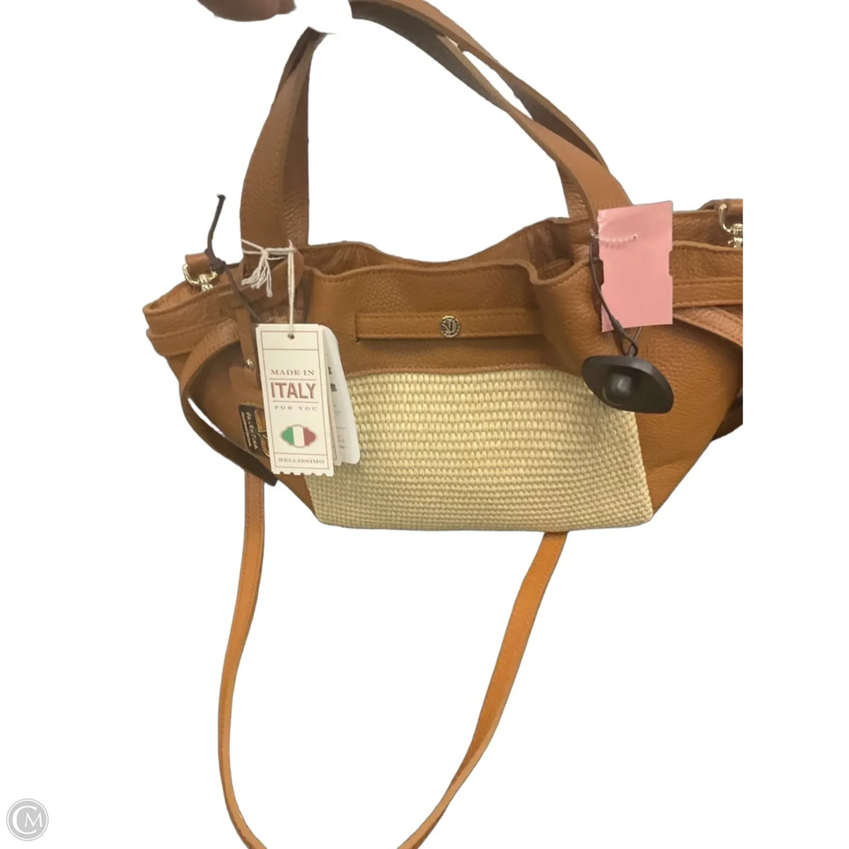 Handbag Leather By Valentina, Size: Medium