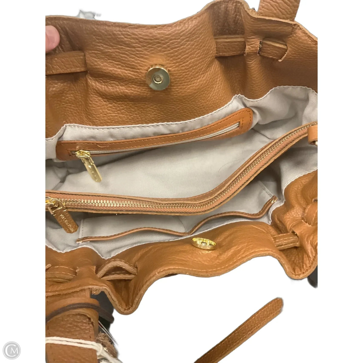 Handbag Leather By Valentina, Size: Medium