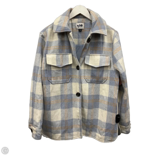 Jacket Shirt By Clothes Mentor In Blue & White, Size: M
