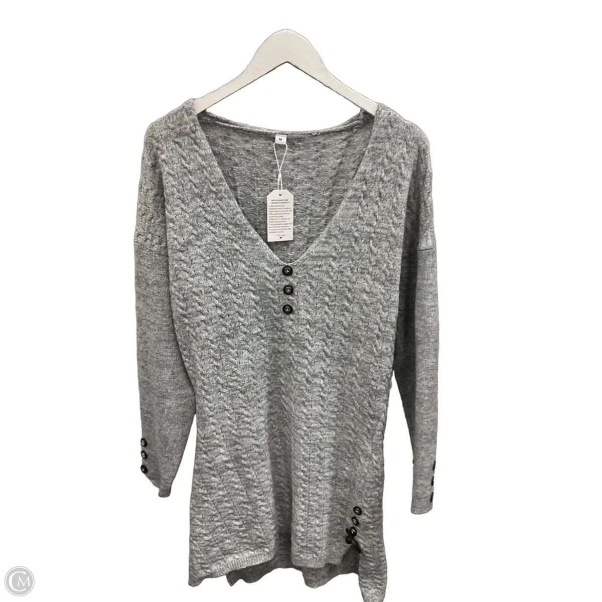 Tunic Long Sleeve By Clothes Mentor In Grey, Size: M