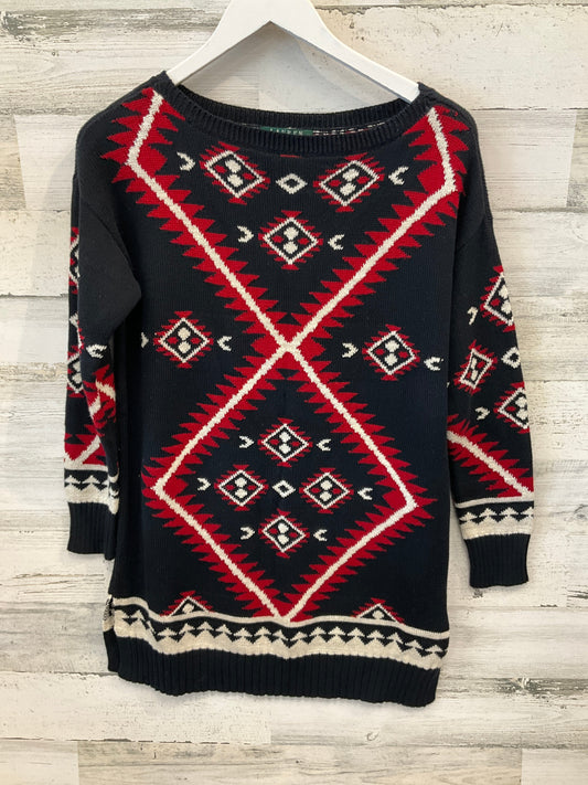 Sweater By Lauren By Ralph Lauren In Black Red, Size: Petite   Small