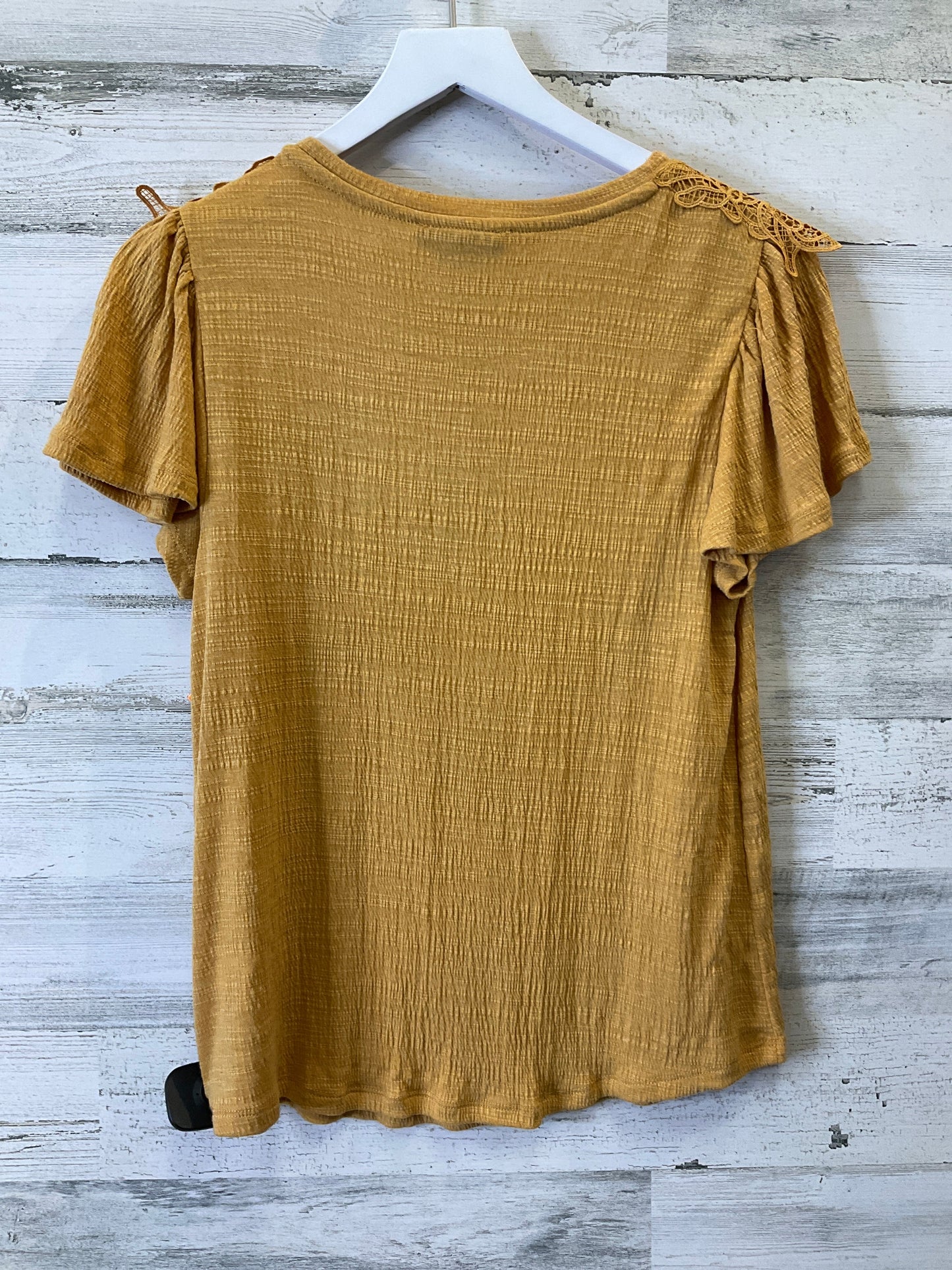 Gold Blouse Short Sleeve Cable And Gauge, Size S