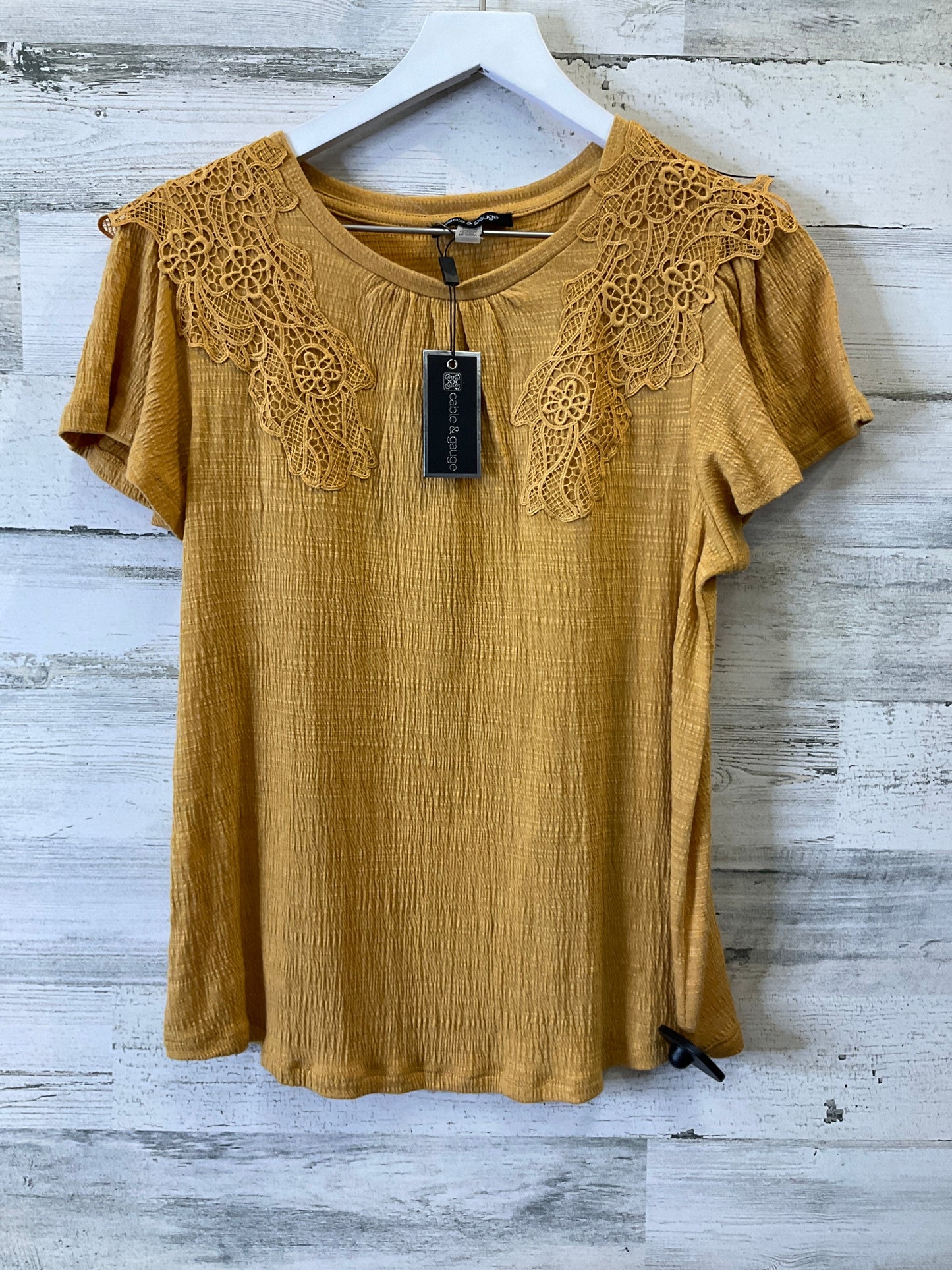Gold Blouse Short Sleeve Cable And Gauge, Size S