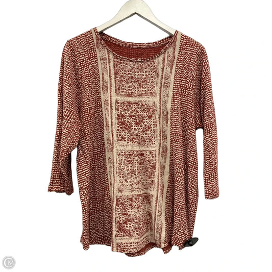 Top 3/4 Sleeve By Lucky Brand In Red & White, Size: 1x