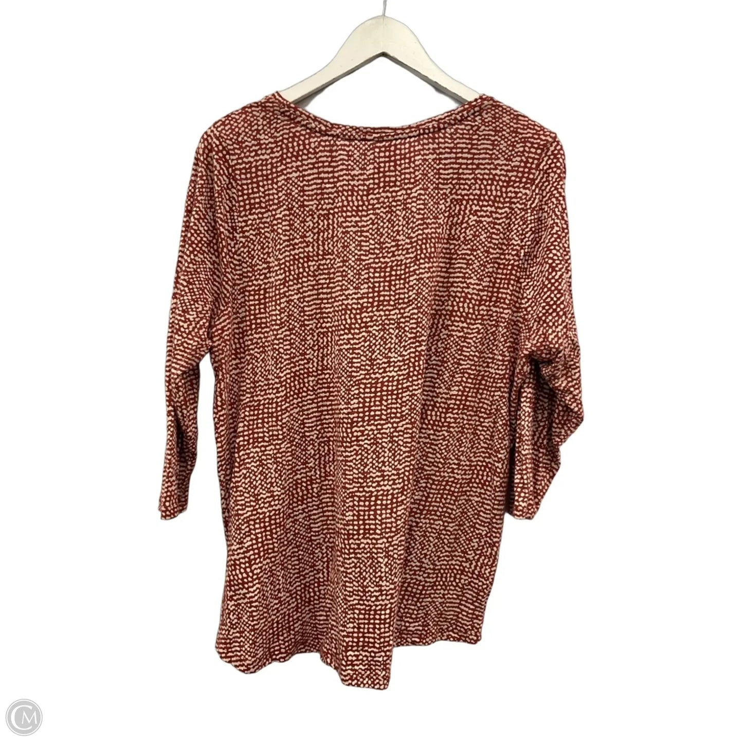 Top 3/4 Sleeve By Lucky Brand In Red & White, Size: 1x