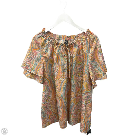 Top Short Sleeve By Shein In Orange & Pink, Size: 3x