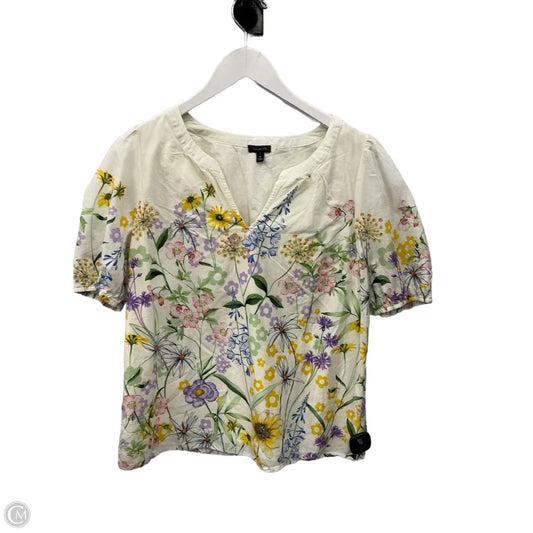Top Short Sleeve By Talbots In Cream & Green, Size: M