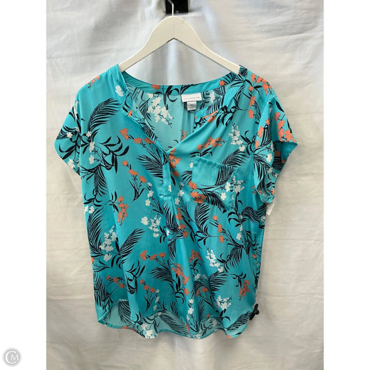 Top Short Sleeve By Liz Claiborne In Blue & Orange, Size: Xl