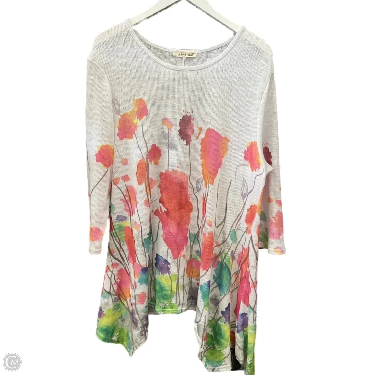 Tunic 3/4 Sleeve By Indigo Soul In Floral Print, Size: Xl