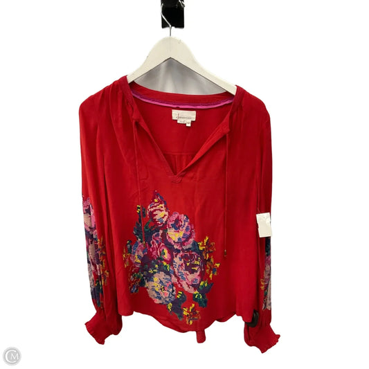 Top Long Sleeve By Anthropologie In Red, Size: S