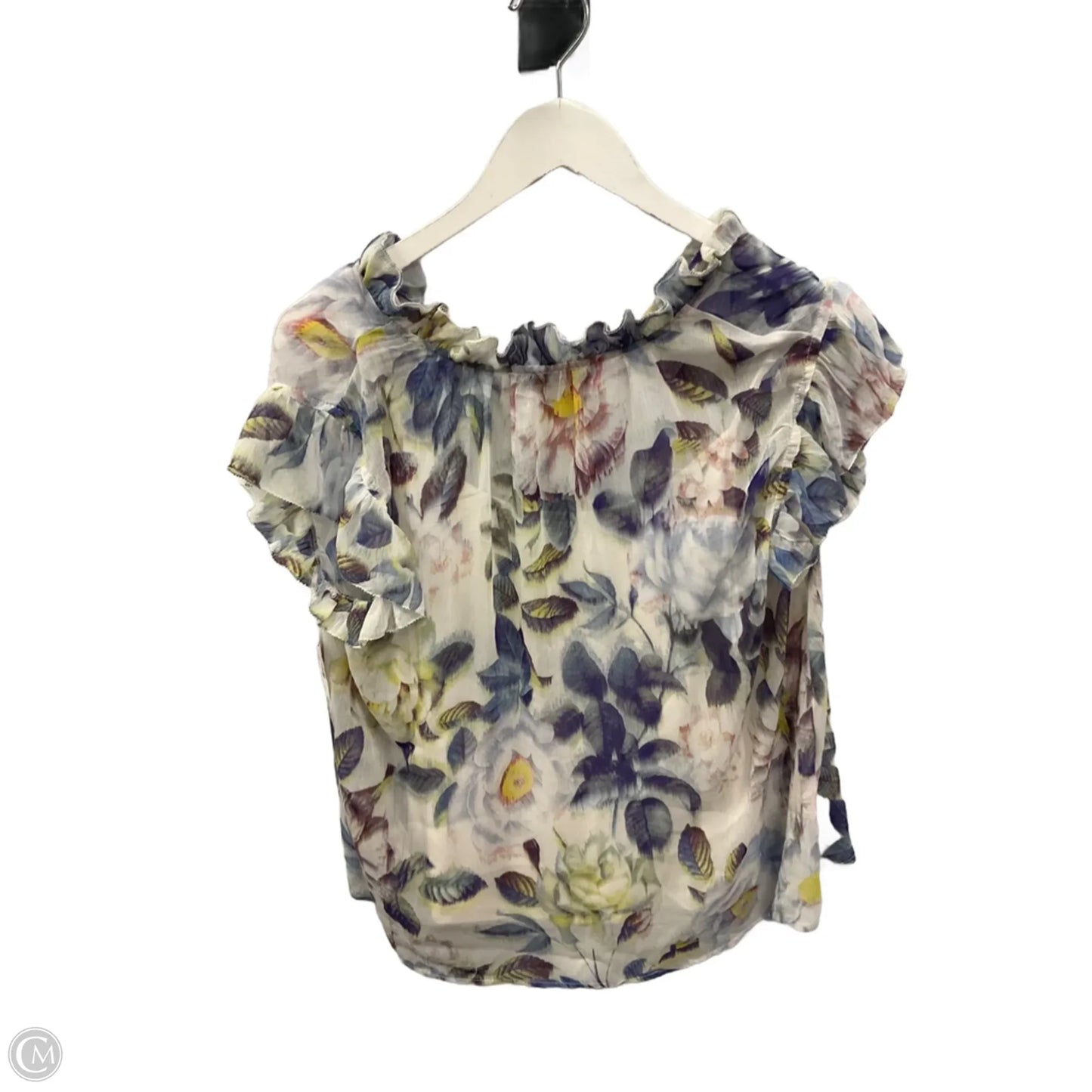 Top Short Sleeve By Rachel Zoe In Cream & Purple, Size: M