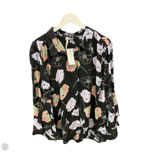 Top 3/4 Sleeve By Ny Collection In Black & Purple, Size: 3x