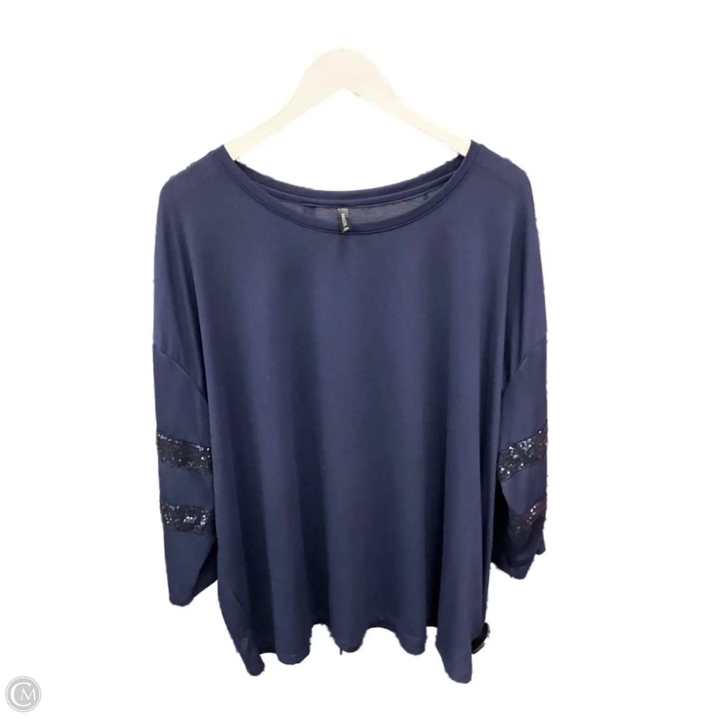 Top 3/4 Sleeve By Massini In Navy, Size: 3x