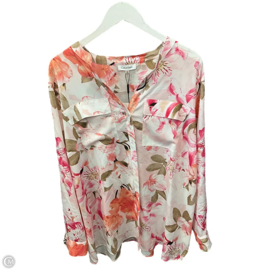Top Long Sleeve By Calvin Klein In Pink, Size: 2x