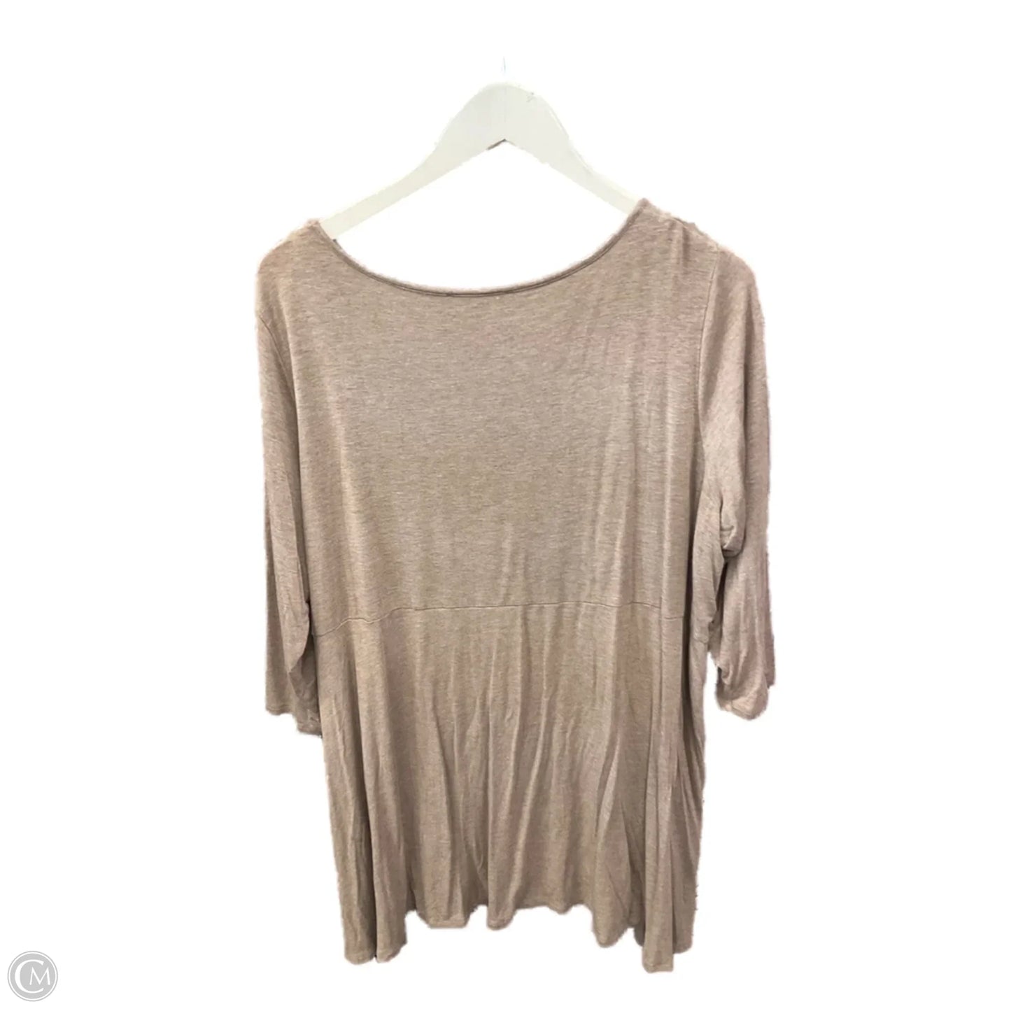 Top 3/4 Sleeve By Joan Vass In Beige, Size: 2x