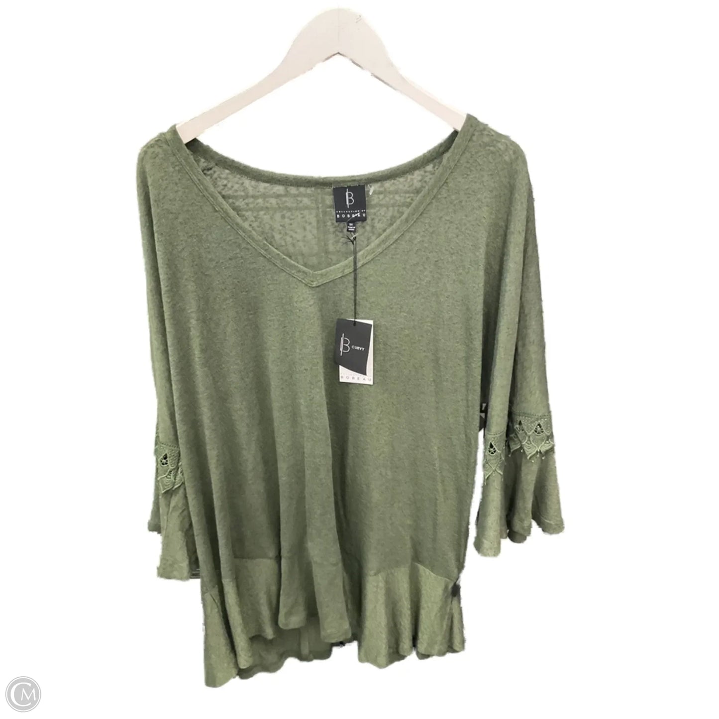 Top 3/4 Sleeve By Bobeau In Green, Size: 2x