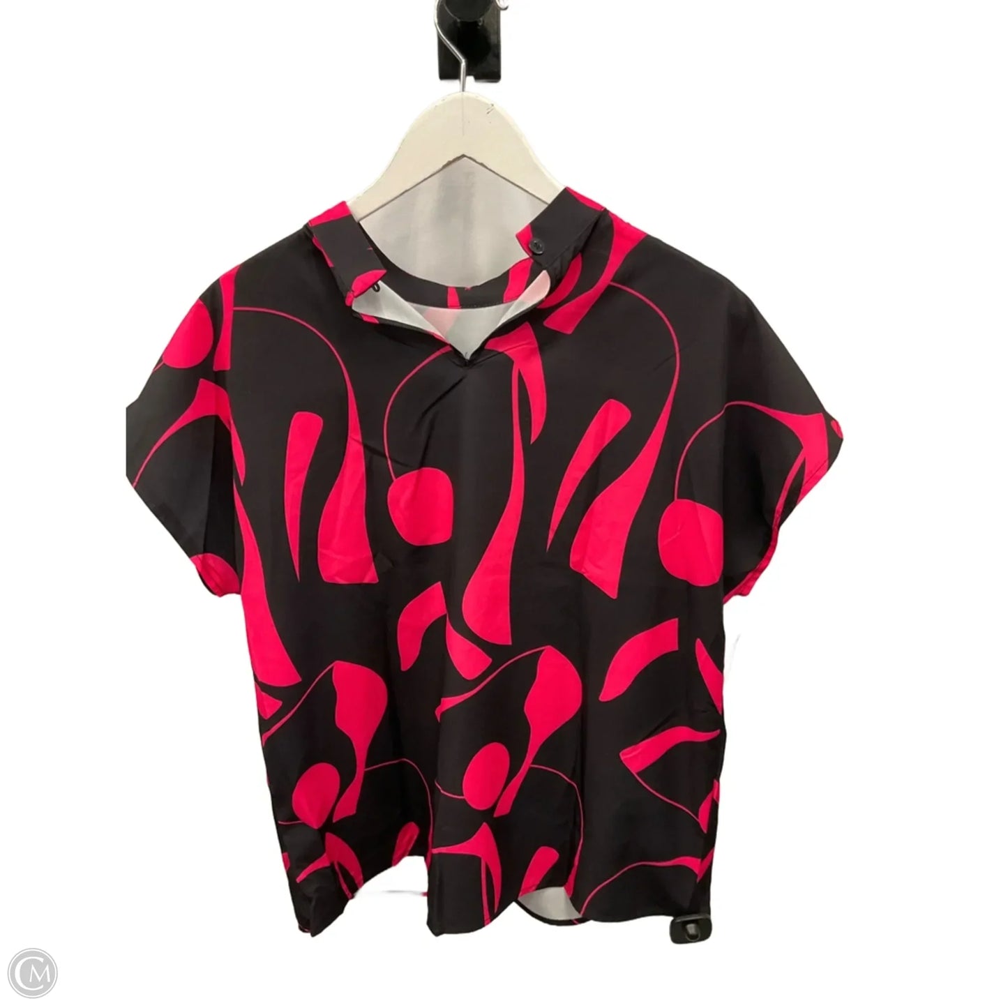 Top Short Sleeve By Shein In Black & Pink, Size: L