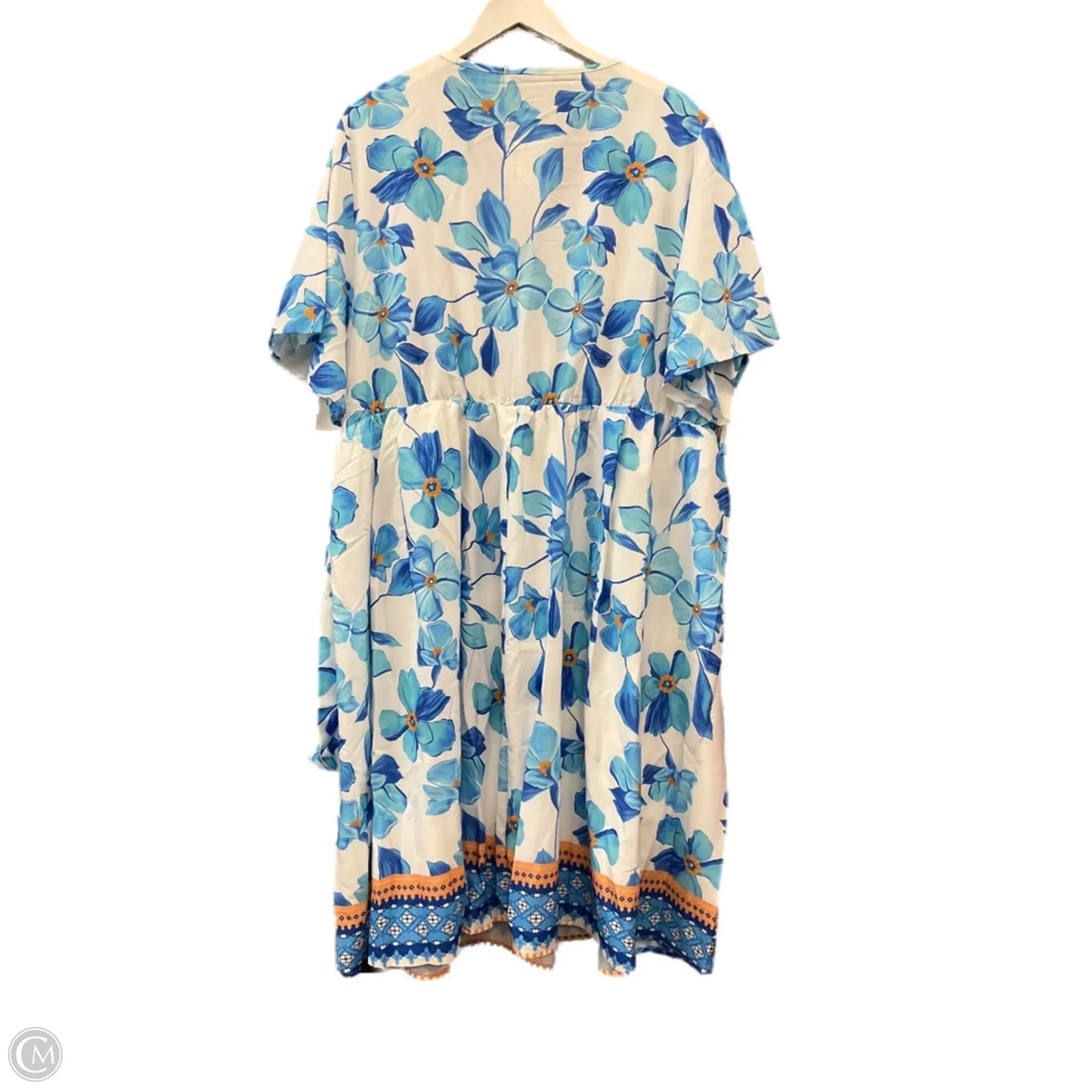 Dress Casual Midi By Clothes Mentor In Blue & White, Size: 3x