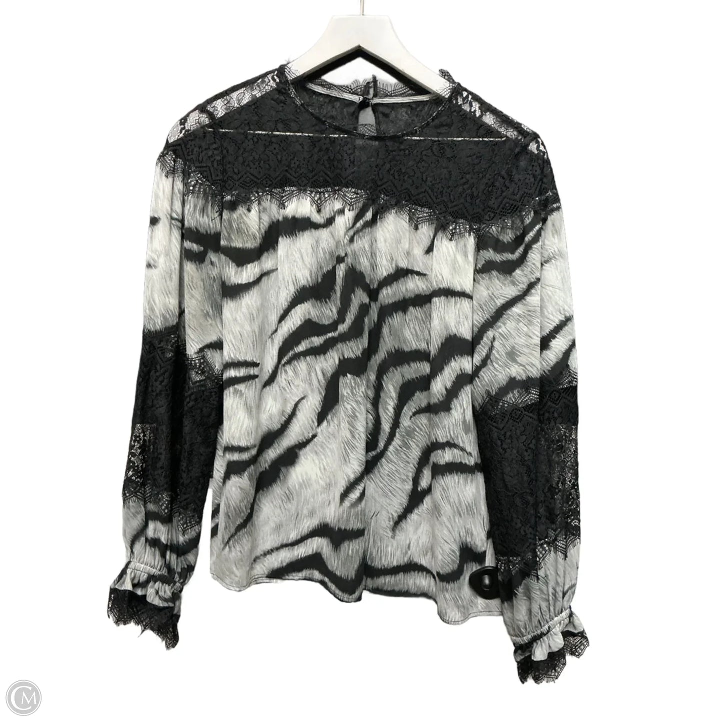 Top Long Sleeve By White House Black Market In Black & Grey, Size: Xs