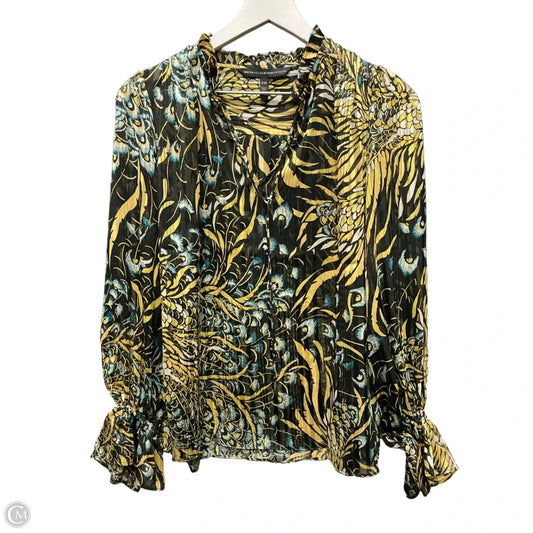Top Long Sleeve By White House Black Market In Gold, Size: Xxs