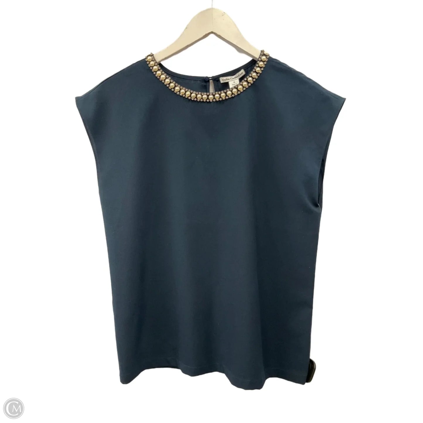 Top Short Sleeve By Dalia Collection In Navy, Size: M