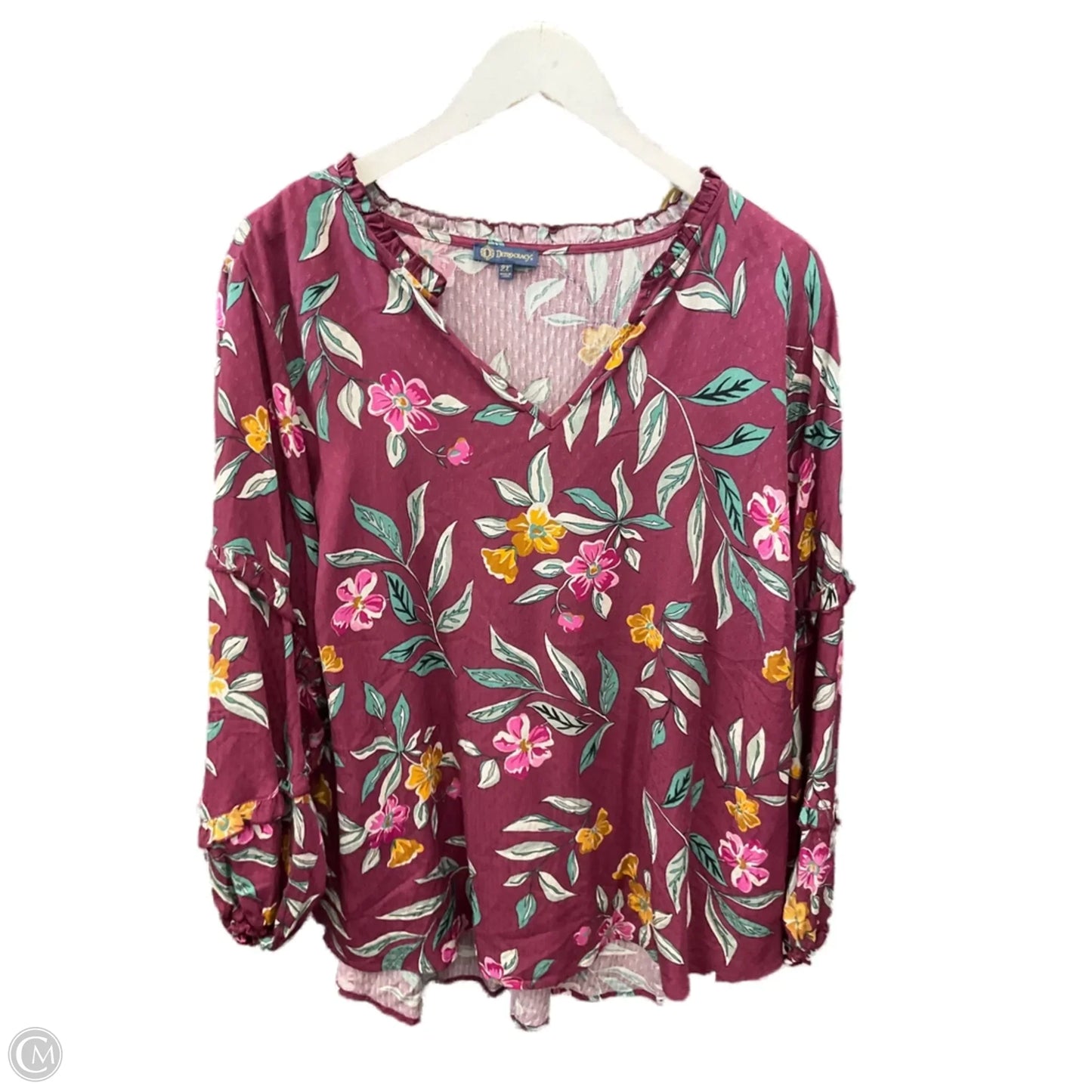 Top Long Sleeve By Democracy In Purple, Size: 2x