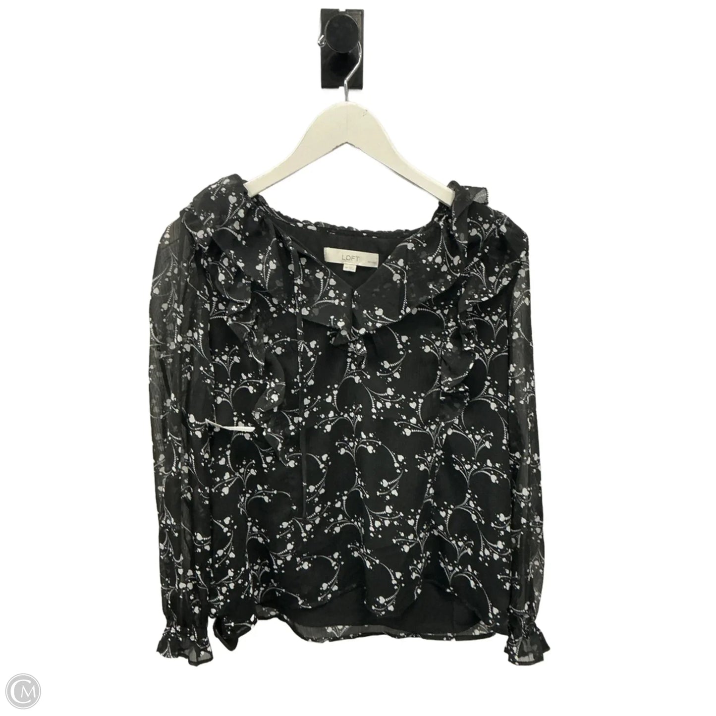 Top Long Sleeve By Loft In Black & White, Size: Mp