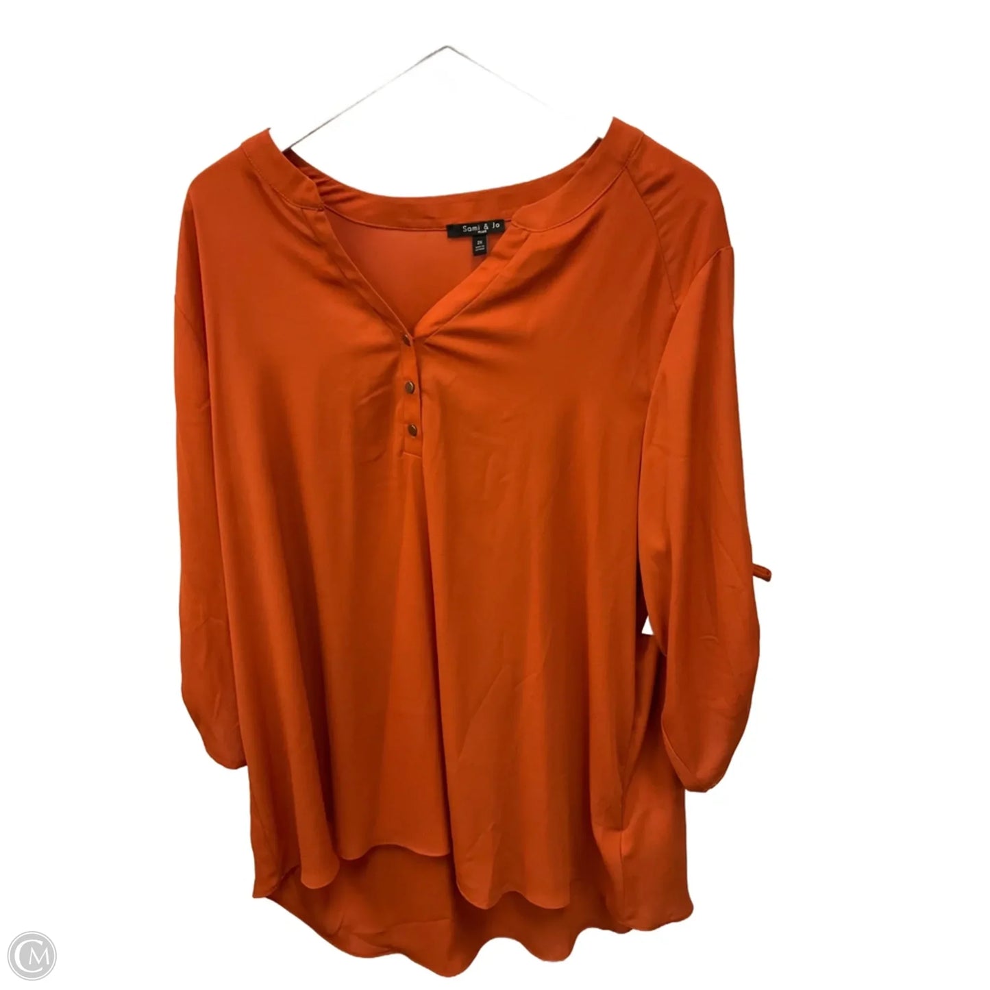 Top 3/4 Sleeve By Sami & Jo In Orange, Size: 2x