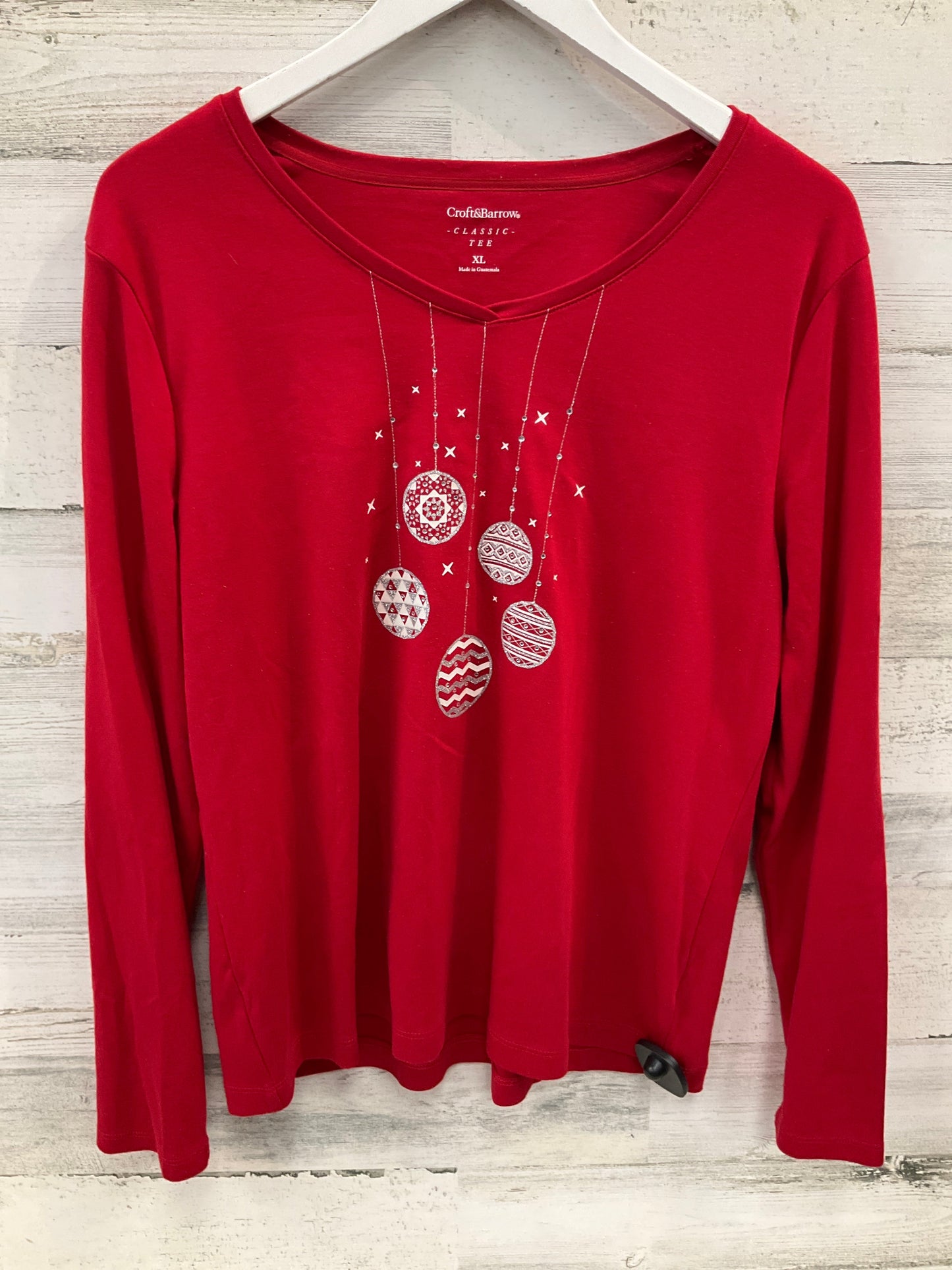 Top Long Sleeve By Croft And Barrow In Red, Size: Xl