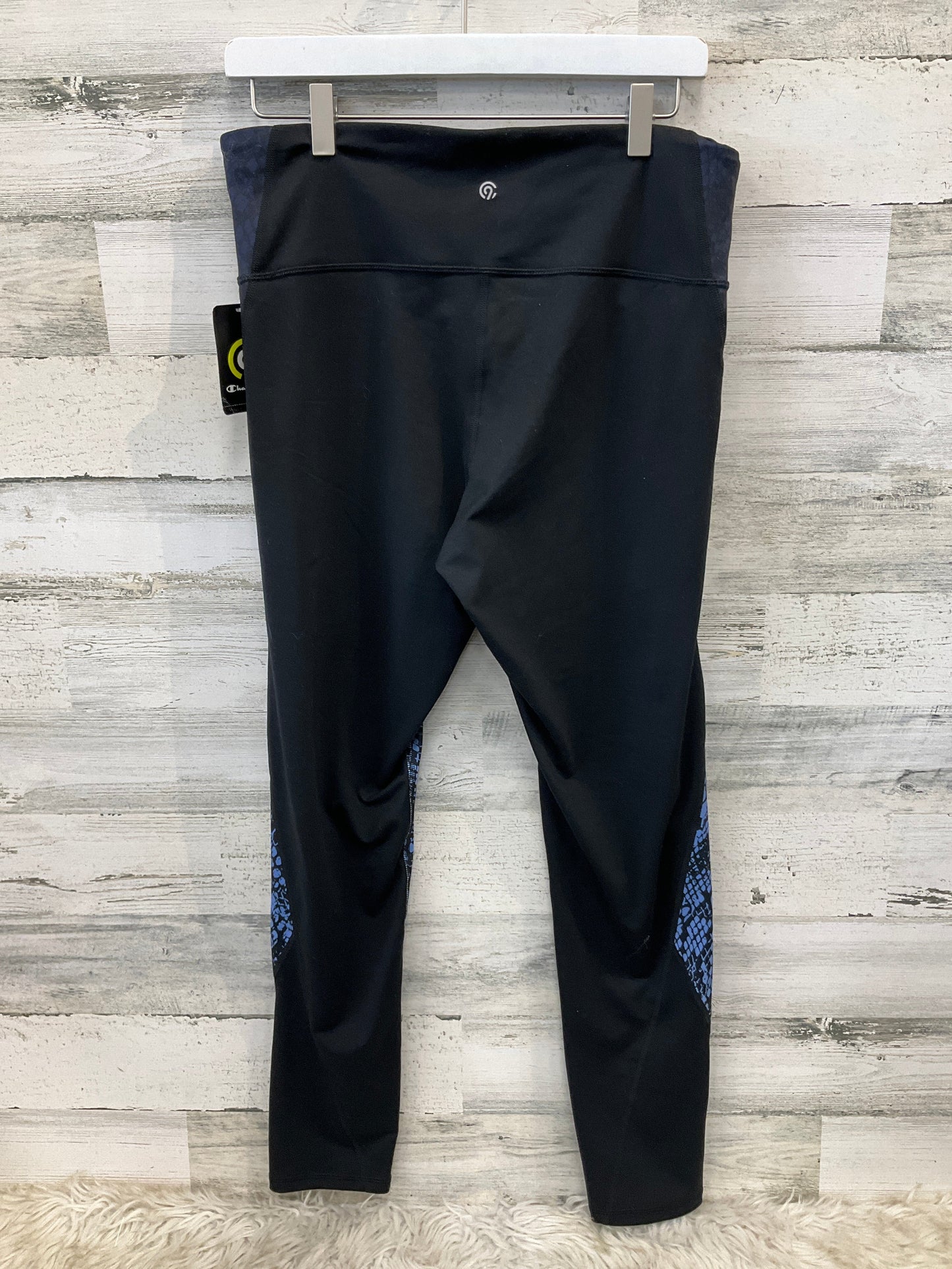 Athletic Leggings By Champion In Black & Blue, Size: Xl