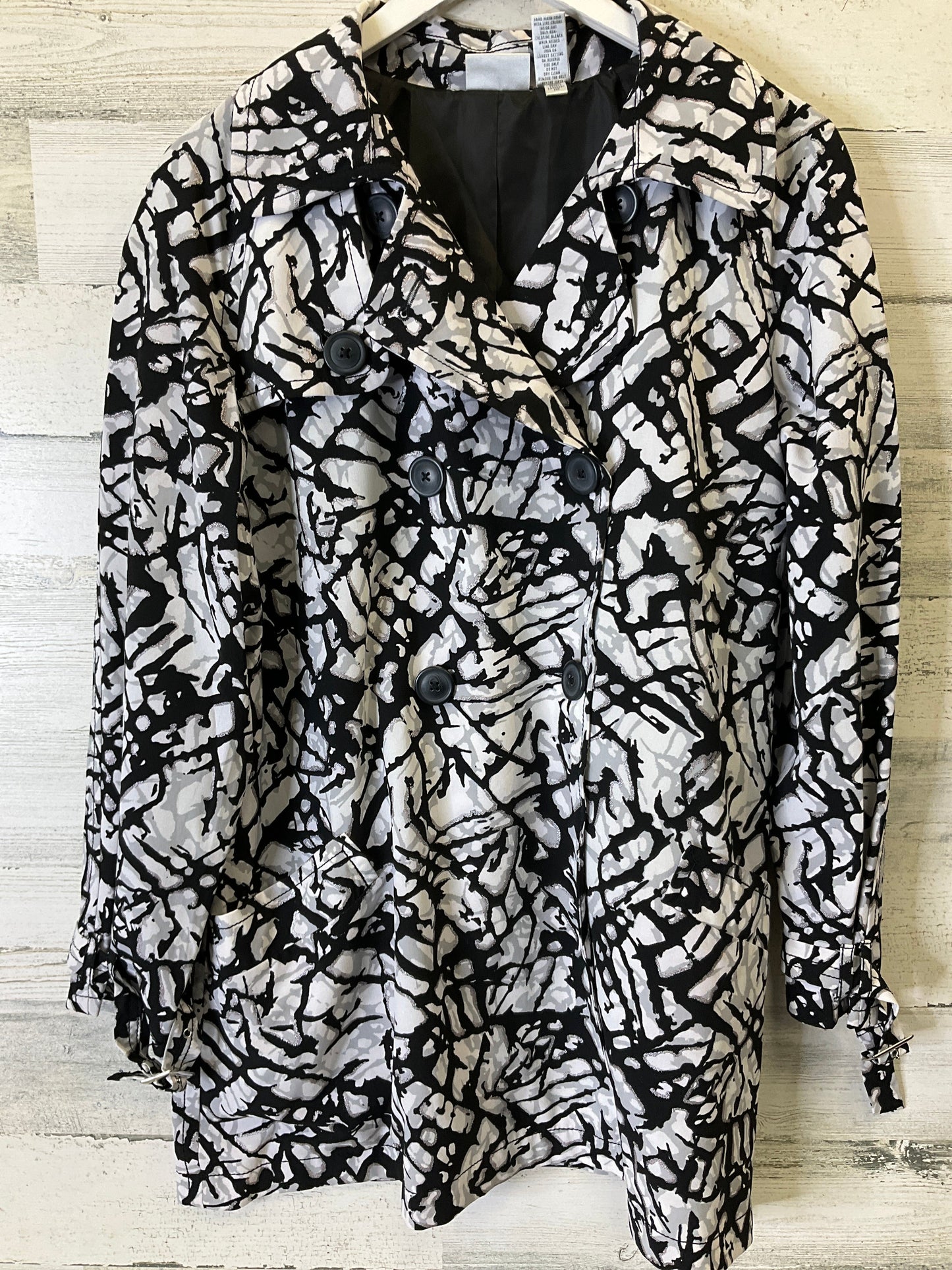 Coat Raincoat By Chicos In Black & White, Size: Xs