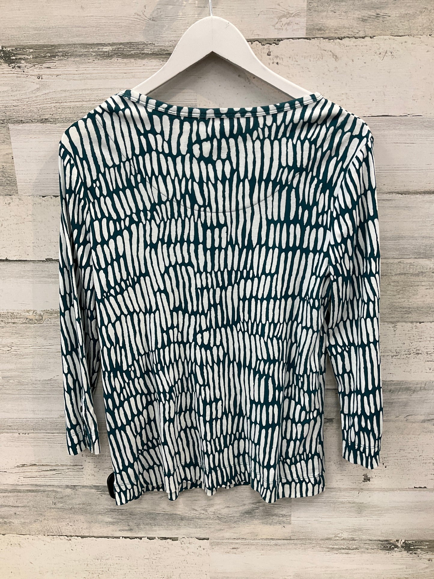 Top Long Sleeve By Chicos In Green & White, Size: M