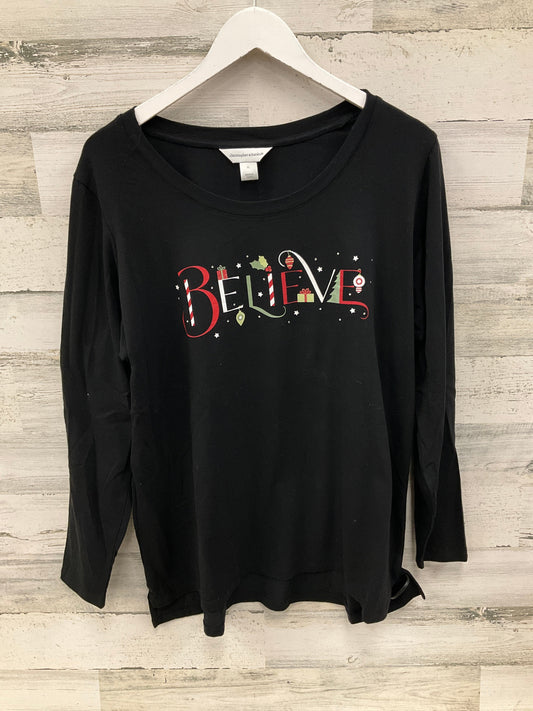 Top Long Sleeve By Christopher And Banks In Black, Size: Xl