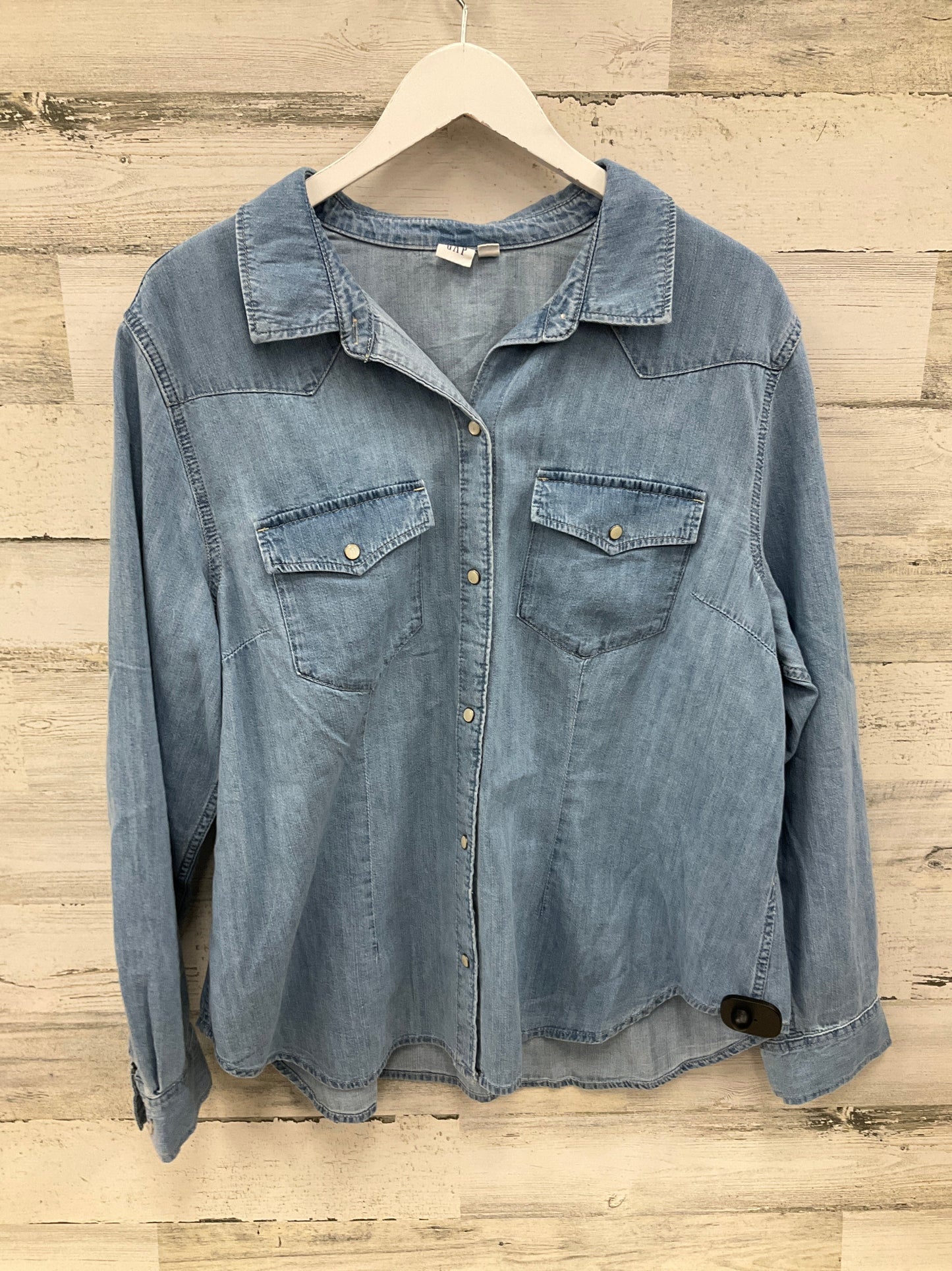 Top Long Sleeve By Gap In Blue Denim, Size: 2x