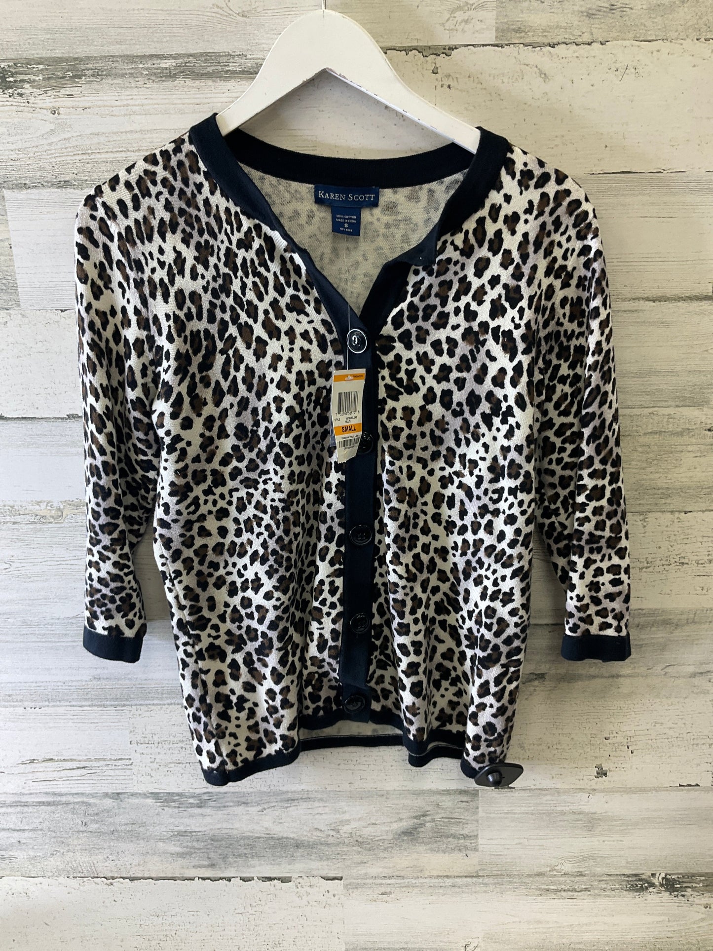 Cardigan By Karen Scott In Animal Print, Size: S