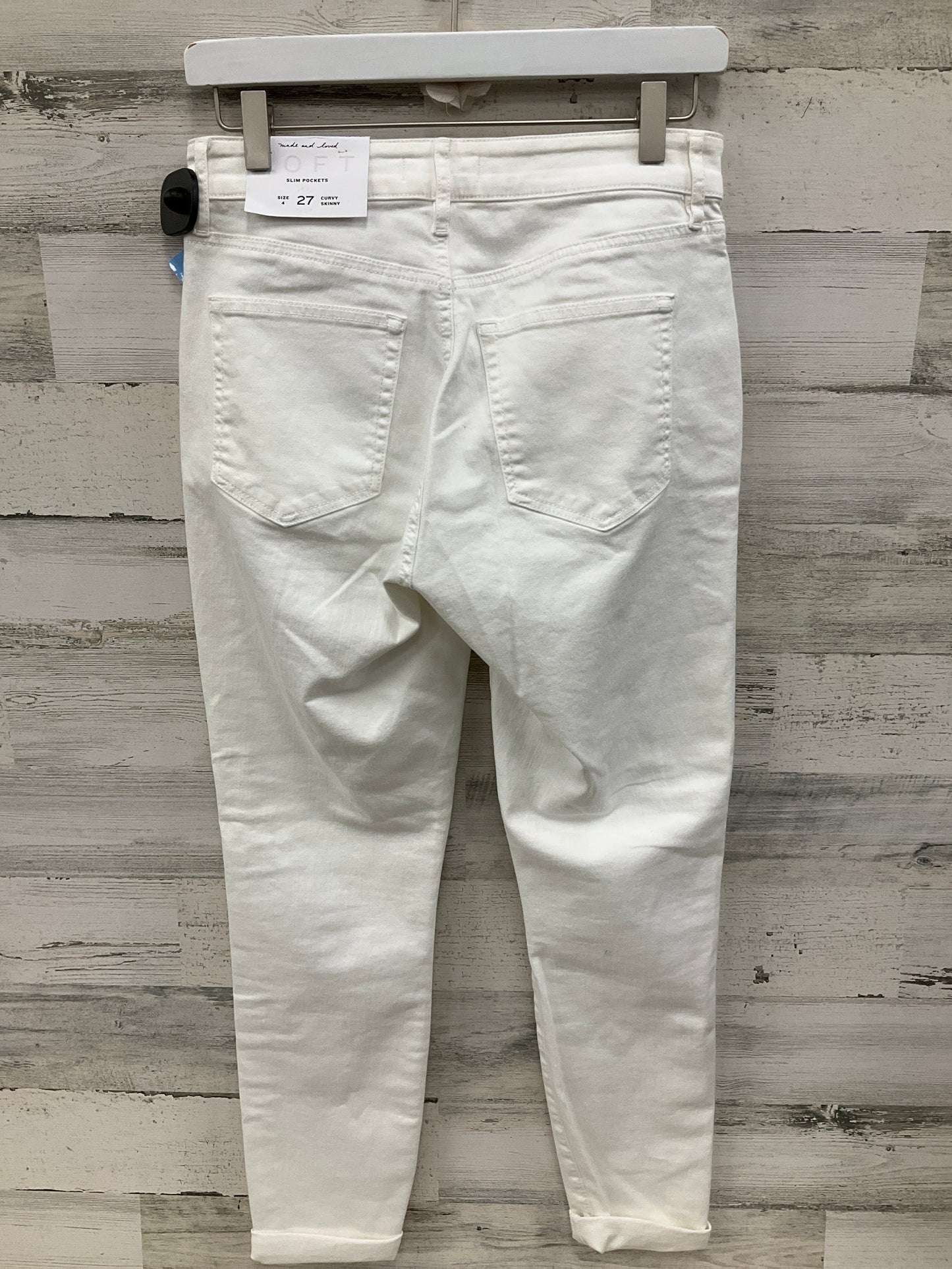 Jeans Straight By Loft In White Denim, Size: 4