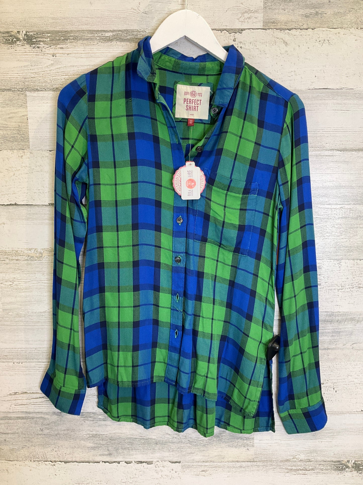 Top Long Sleeve By So In Blue Green, Size: Xs