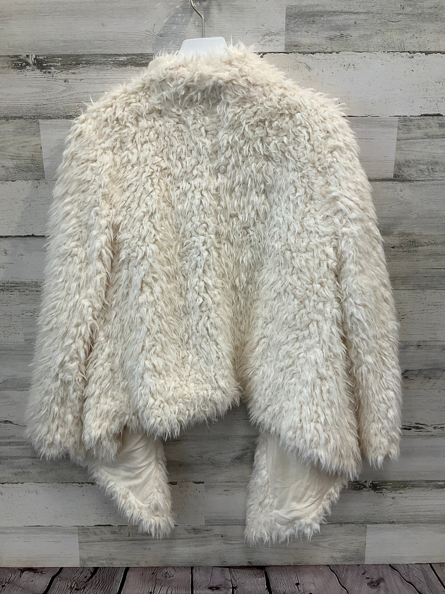 Coat Faux Fur & Sherpa By Forever 21 In Cream, Size: L