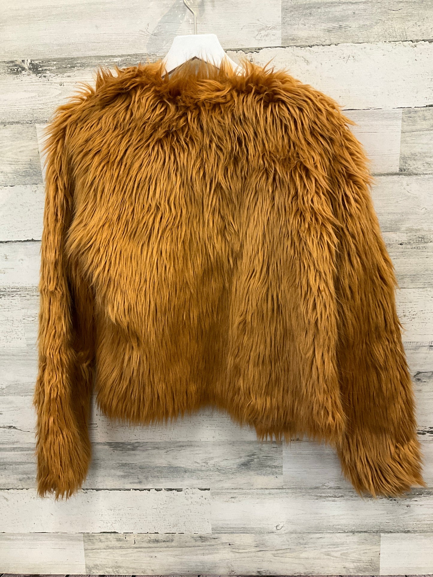 Coat Faux Fur & Sherpa By Forever 21 In Gold, Size: L