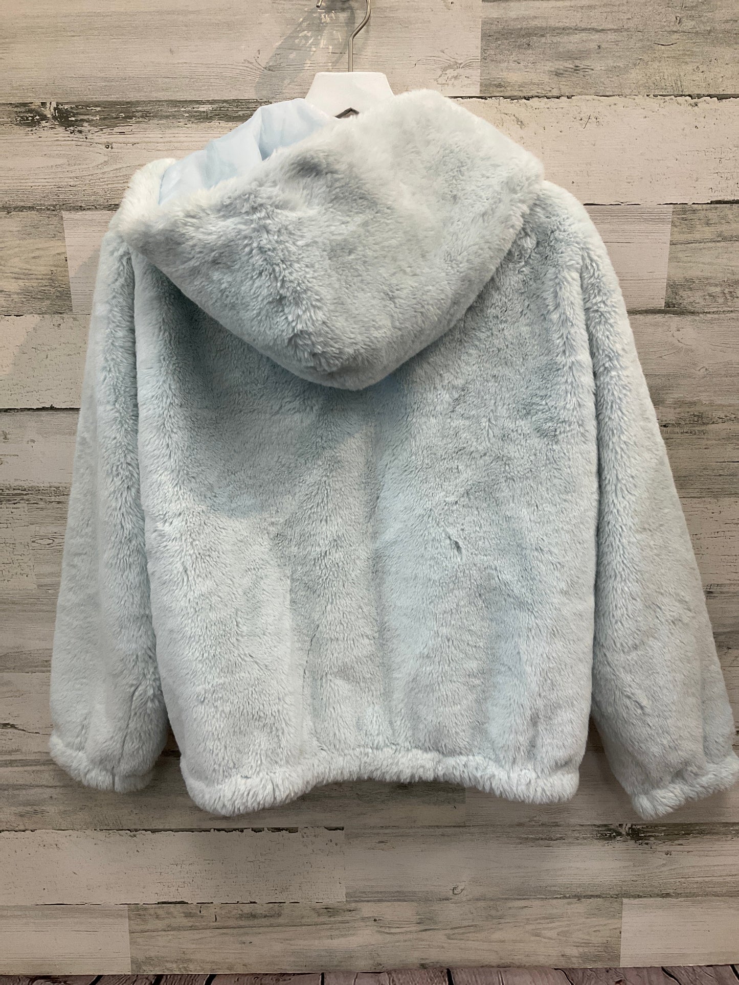 Jacket Faux Fur & Sherpa By Nine West Apparel In Light Blue, Size: 2x