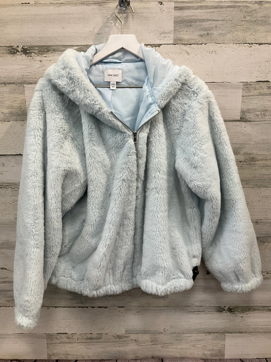 Jacket Faux Fur & Sherpa By Nine West Apparel In Light Blue, Size: 2x