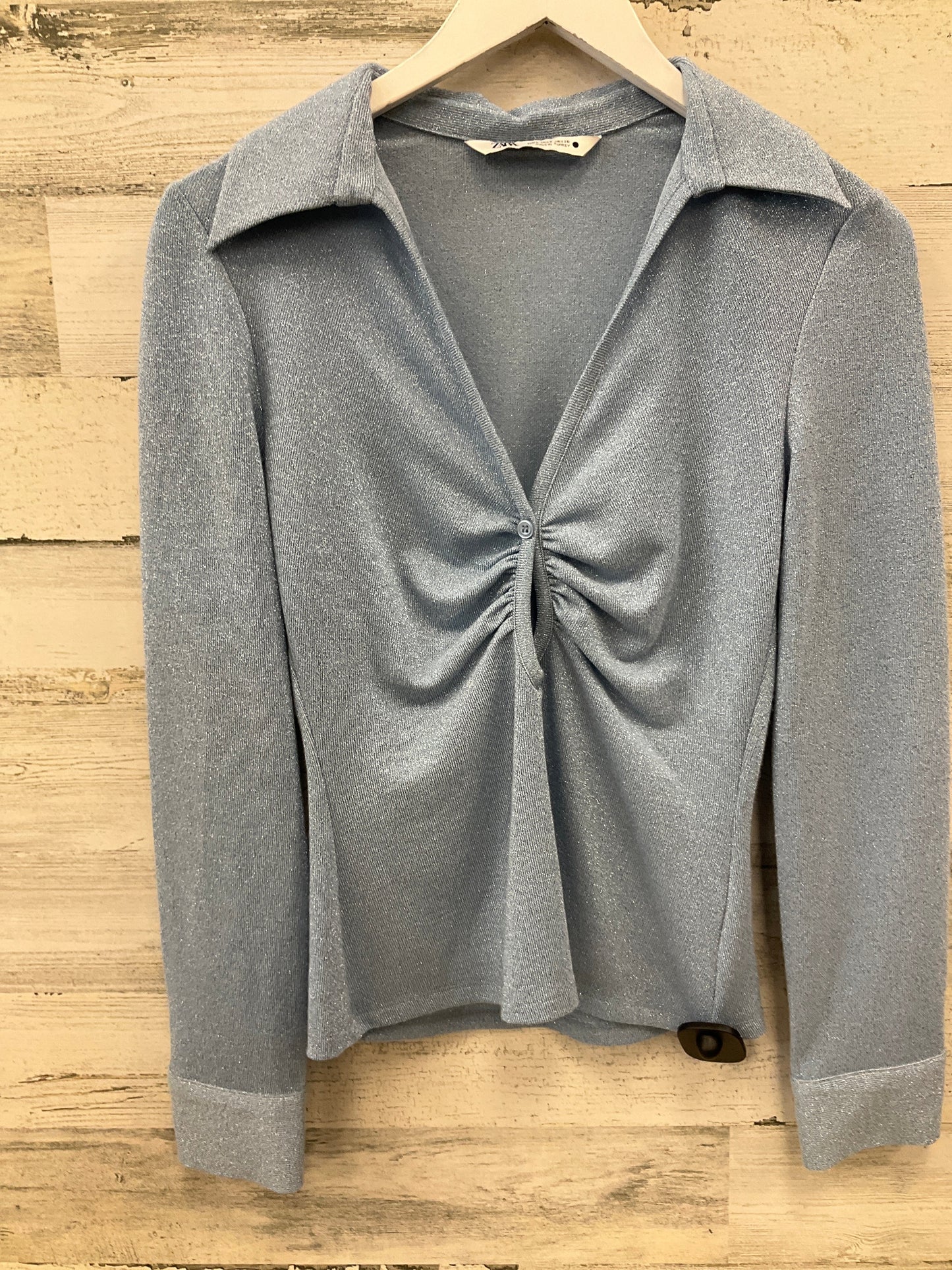 Top Long Sleeve By Zara In Blue, Size: S