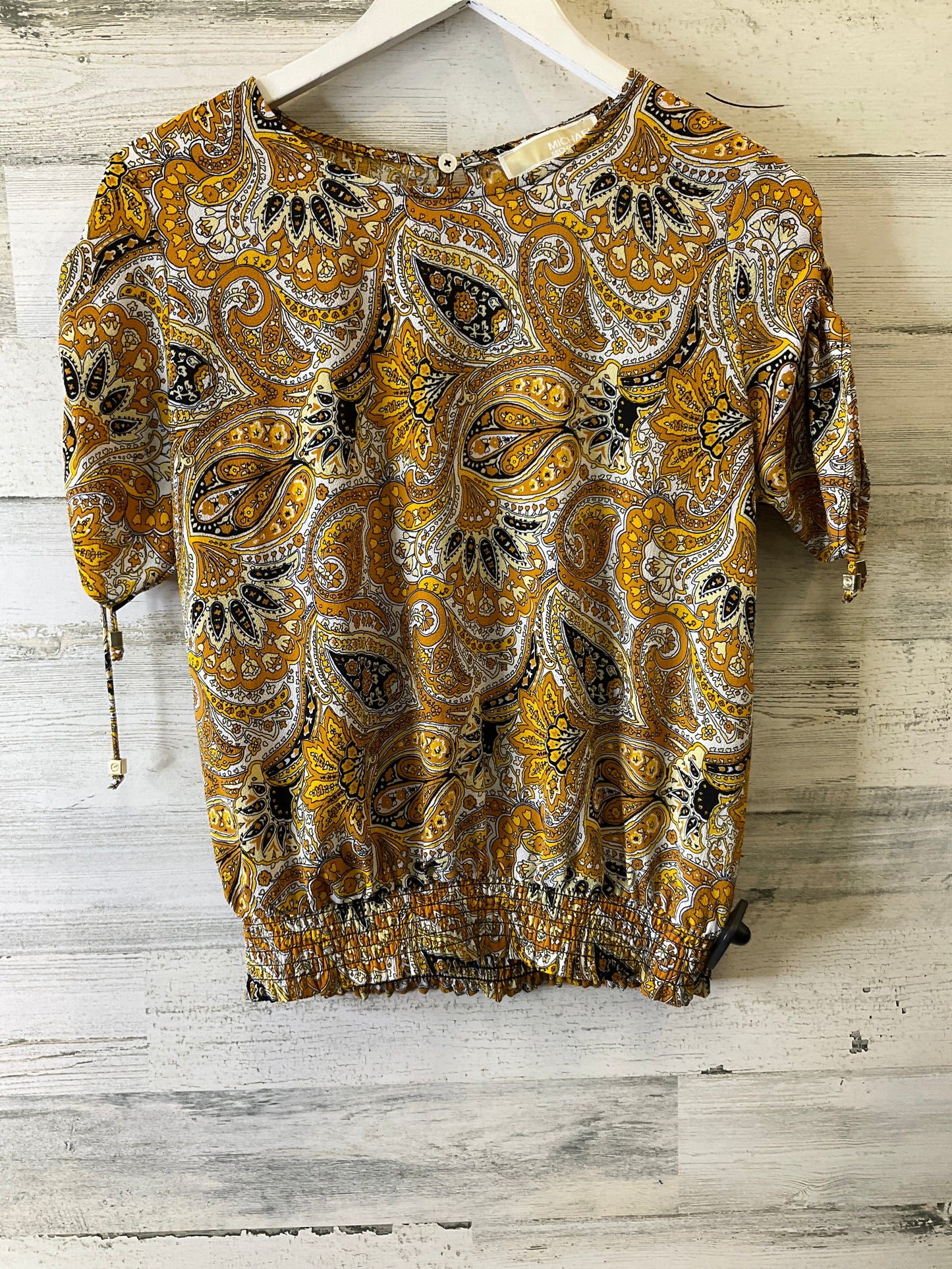 Gold Blouse Short Sleeve Michael By Michael Kors, Size S